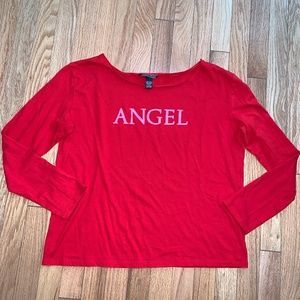 Victoria's Secret Angel Long Sleeve Red T-Shirt